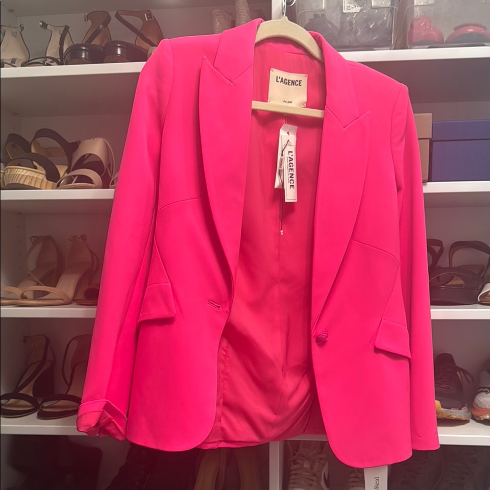 L'AGENCE Pink Tailored Blazer Structured Suit Jacket
